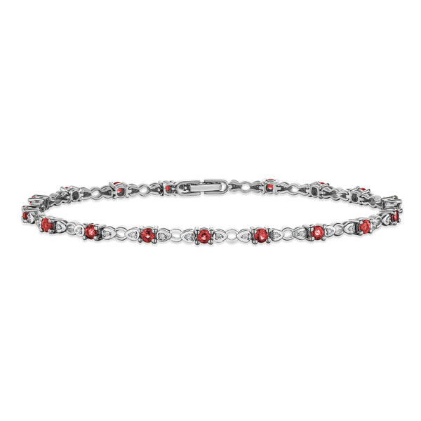 Ruby and Lab Diamond Tennis Bracelet Claw Set in 925 Silver